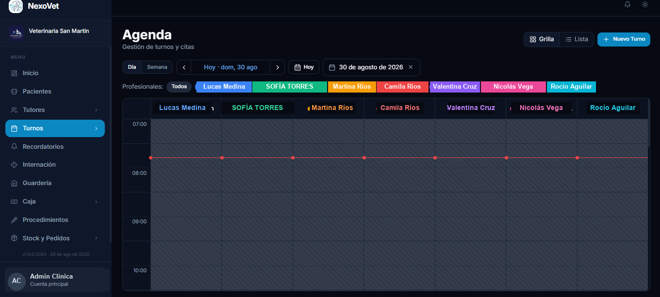 Agenda de turnos de NexoVet
